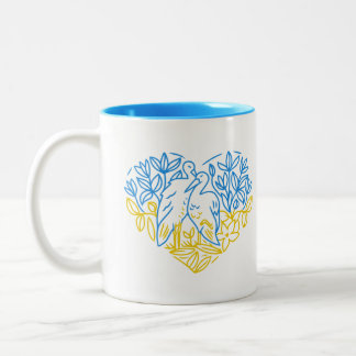 Stand mit der Ukraine-Tasse Zweifarbige Tasse
