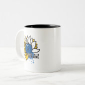 Stand mit der Ukraine Zweifarbige Tasse (Vorderseite Links)