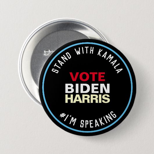 Stand mit Kamala ich spreche BIDEN HARRIS Button (Vorne & Hinten)