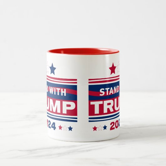 Stand mit Trump~2024~MAGA Zweifarbige Tasse (Mittel)