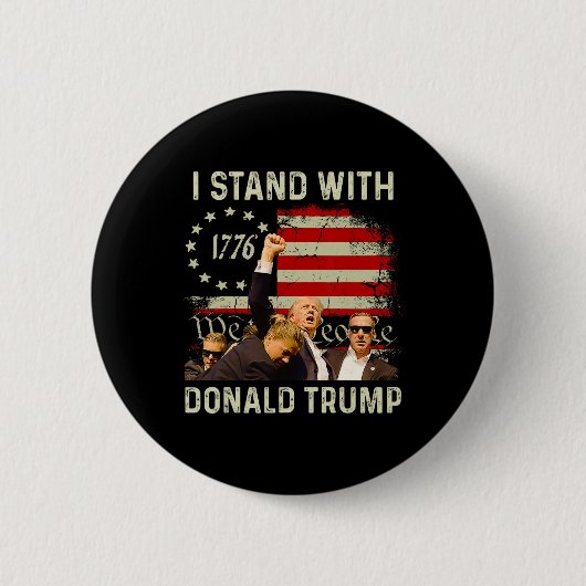 Stand mit Trump lustiger Trump 2024 Button (Vorderseite)