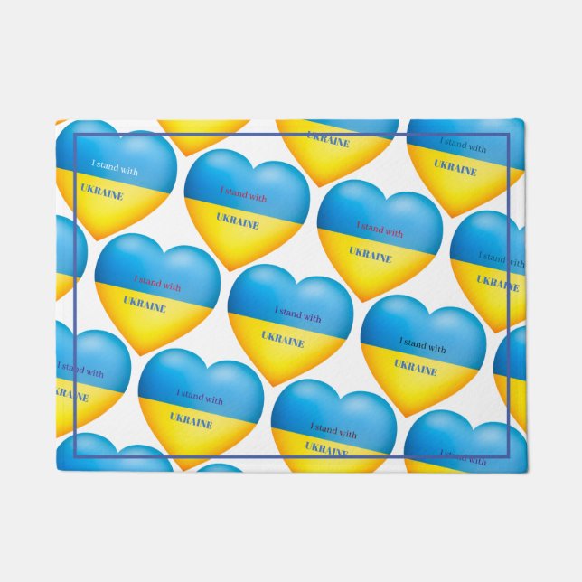 Stand mit Ukraine Blue Yellow Fußmatte (Vorderseite)
