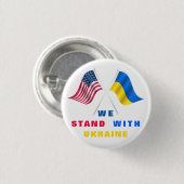 Stand mit Ukraine Button USA und ukrainische Flagg (Vorne & Hinten)
