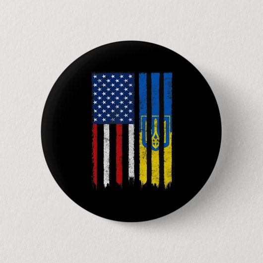 Stand mit ukrainischem amerikanischem Flaggenstolz Button (Vorderseite)
