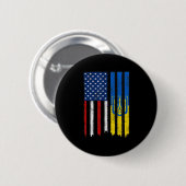 Stand mit ukrainischem amerikanischem Flaggenstolz Button (Vorne & Hinten)