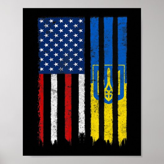 Stand mit ukrainischem amerikanischem Flaggenstolz Poster (Vorne)