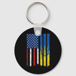 Stand mit ukrainischem amerikanischem Flaggenstolz Schlüsselanhänger