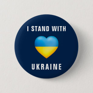 Stand mit ukrainischem Flaggenherz Button