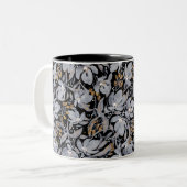 Stand Out-Silver und Gold auf Schwarz-Kunst-Flora Zweifarbige Tasse (Vorderseite Links)
