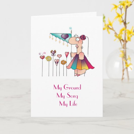 STAND, SING, LIVE, bis April Grußkarte! Karte (Gelbe Blume)