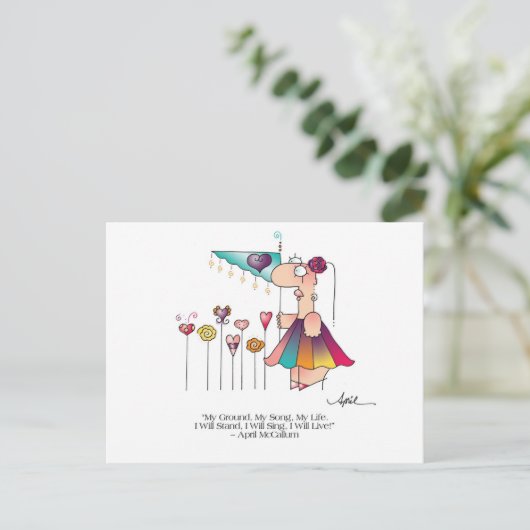 STAND, SING, LIVE! Postkarte bis April McCallum (Stehend Vorderseite)