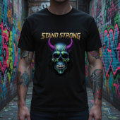 Stand Strong Neon Skull Graphic T-Shirt