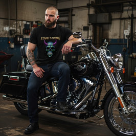 Stand Strong Neon Skull Graphic T-Shirt