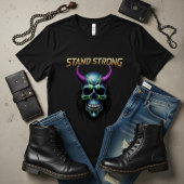 Stand Strong Neon Skull Graphic T-Shirt