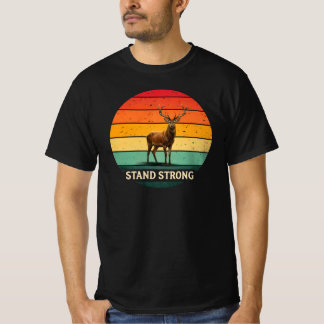 Stand Strong – Vintage-Sonnenuntergang-Hirsch-Wild T-Shirt
