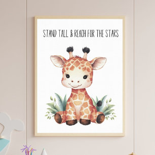 Stand Tall - Baby Giraffe Safari Kinderzimmer Art Poster
