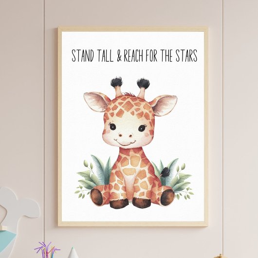 Stand Tall - Baby Giraffe Safari Kinderzimmer Art Poster