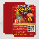 Stand-Up-Comedy-Abend-Ticket | QR-Code-Einladung Einladung (Vorne/Hinten)
