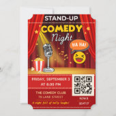 Stand-Up Comedy Night Ticket | QR Code Invite Einladung (Vorderseite)