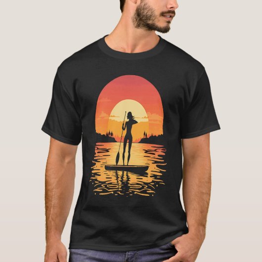 Stand Up Paddle Board Paddling Mom In Sunset 1 T-Shirt (Vorderseite)