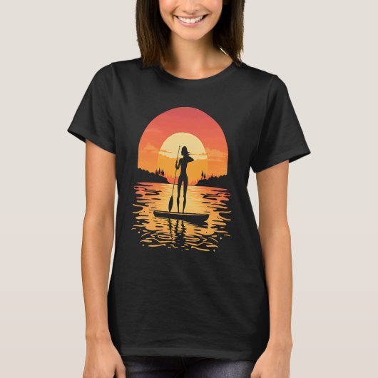 Stand Up Paddle Board Paddling Mom In Sunset 1 T-Shirt (Vorderseite)