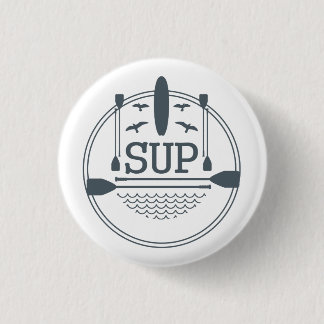 Stand up paddle boarding flat emblem button