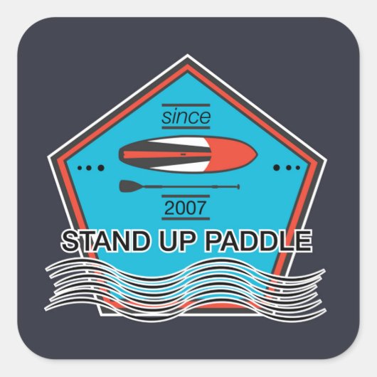 Stand Up Paddle Poster Quadratischer Aufkleber (Vorderseite)