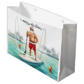 Stand-Up Paddle Santa — Coastal Christmas Holiday Große Geschenktüte (Vorderseite Schrägansicht)