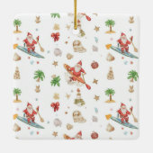 Stand-Up Paddle Santa — Coastal Christmas Holiday Keramikornament (Rückseite)