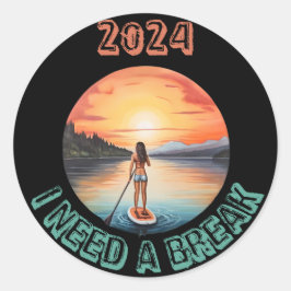 Stand Up Paddleboard Surfen im Paradies Runder Aufkleber