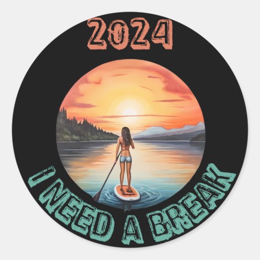 Stand Up Paddleboard Surfen im Paradies Runder Aufkleber (Vorderseite)
