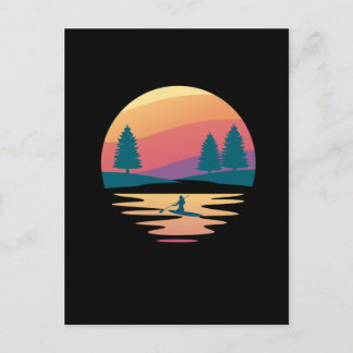 Stand Up Paddling SUP Board Mountain Lake, Sunset Postkarte