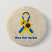 Stand With Ukraine Support Ribbon Button (Vorderseite)