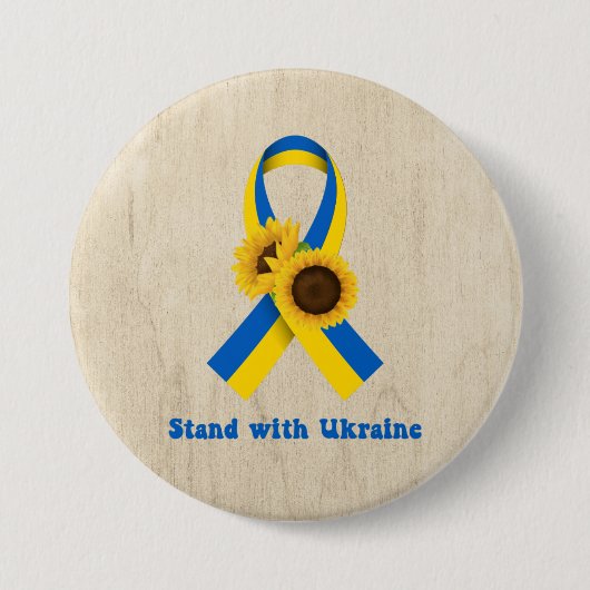Stand With Ukraine Support Ribbon Button (Vorderseite)