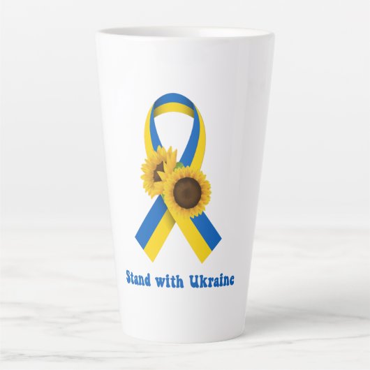 Stand With Ukraine Support Ribbon Milchtasse (Vorderseite)