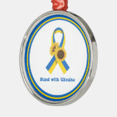Stand With Ukraine Support Ribbon Ornament Aus Metall (Links)