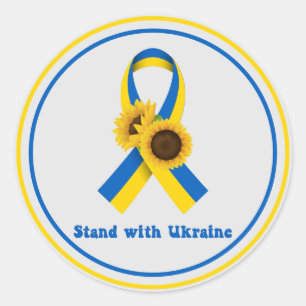 Stand With Ukraine Support Ribbon Runder Aufkleber