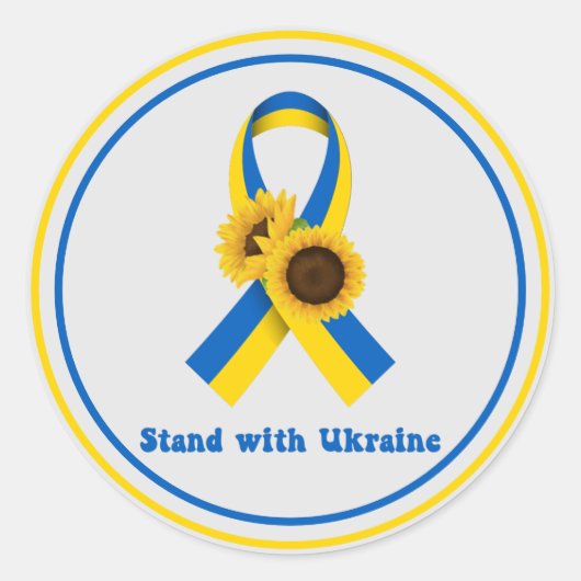 Stand With Ukraine Support Ribbon Runder Aufkleber (Vorderseite)
