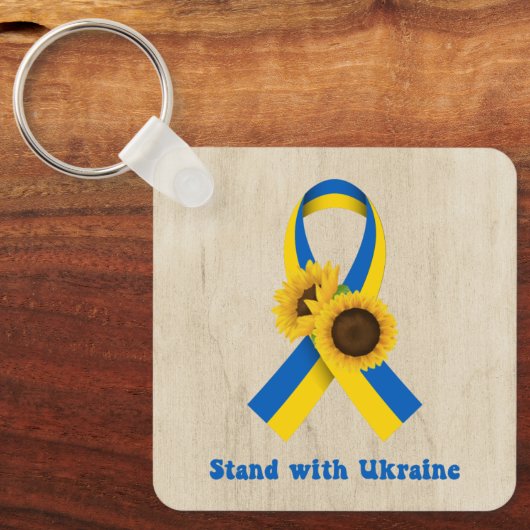 Stand With Ukraine Support Ribbon Schlüsselanhänger (Vorderseite)