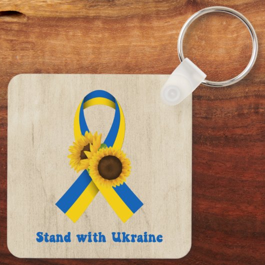 Stand With Ukraine Support Ribbon Schlüsselanhänger (Rückseite)
