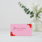 Standard, 3,5" x 2,0"Elegantes Rosa & Rotes Busine Visitenkarte (Stehend Vorderseite)