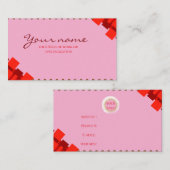 Standard, 3,5" x 2,0"Elegantes Rosa & Rotes Busine Visitenkarte (Vorne/Hinten)