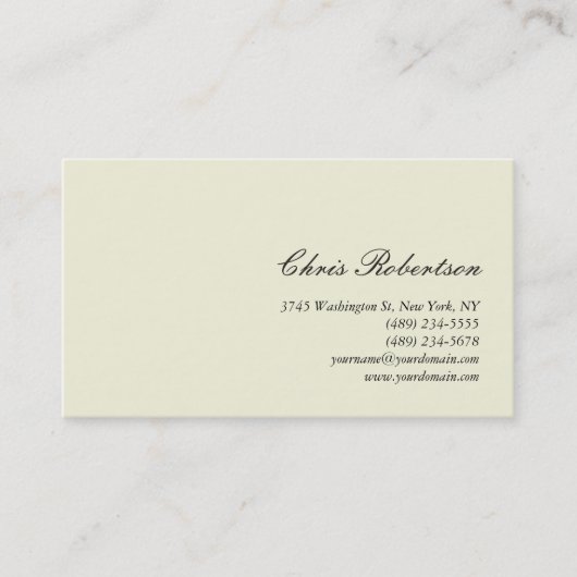 Standard Beige Calligraphy Script Business Card Visitenkarte (Vorderseite)