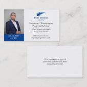 Standard Blue Custom Headshot Company Logo Finance Visitenkarte (Vorne/Hinten)