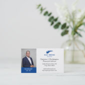 Standard Blue Custom Headshot Company Logo Finance Visitenkarte (Stehend Vorderseite)