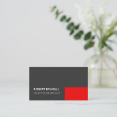 Standard Business Card Graue rote Elegante Standar Visitenkarte (Stehend Vorderseite)