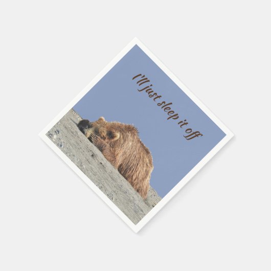 Standard Cocktail Serviette mit Grizzlybär (Ecke)