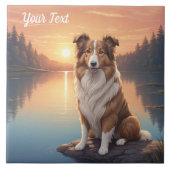 Standard Collie am See Fliese (Vorderseite)