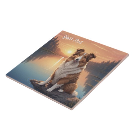 Standard Collie am See Fliese (Seite)