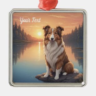 Standard Collie am See Ornament Aus Metall